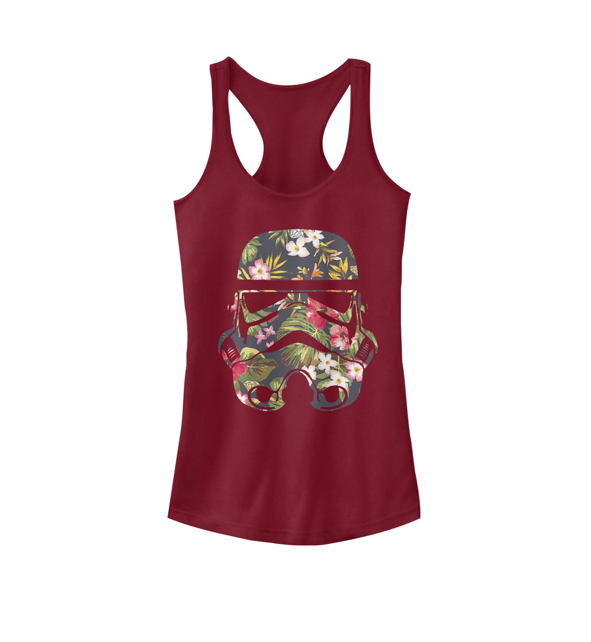 Womens Floral Stormtrooper Helmet Graphic Racerback Tank