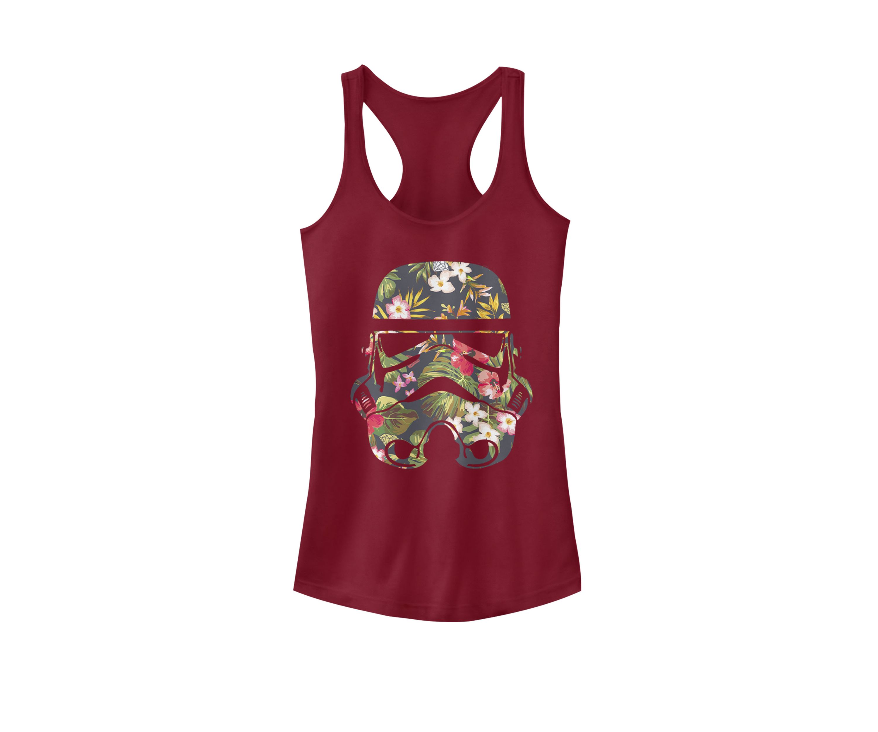 Womens Floral Stormtrooper Helmet Graphic Racerback Tank