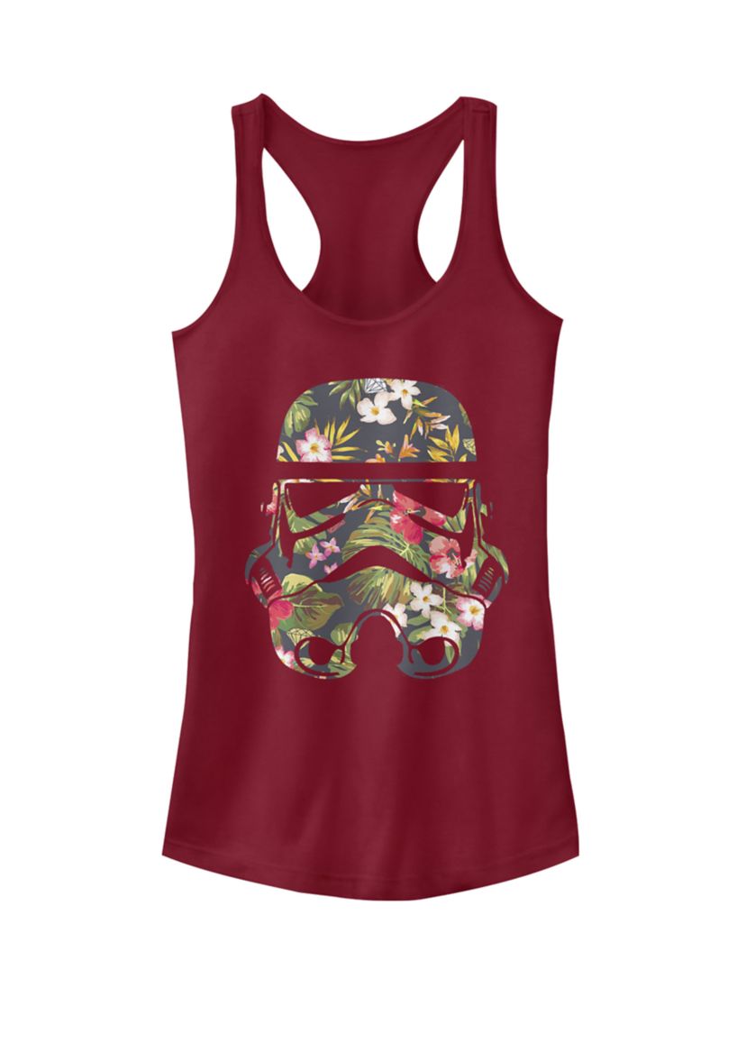 Womens Floral Stormtrooper Helmet Graphic Racerback Tank