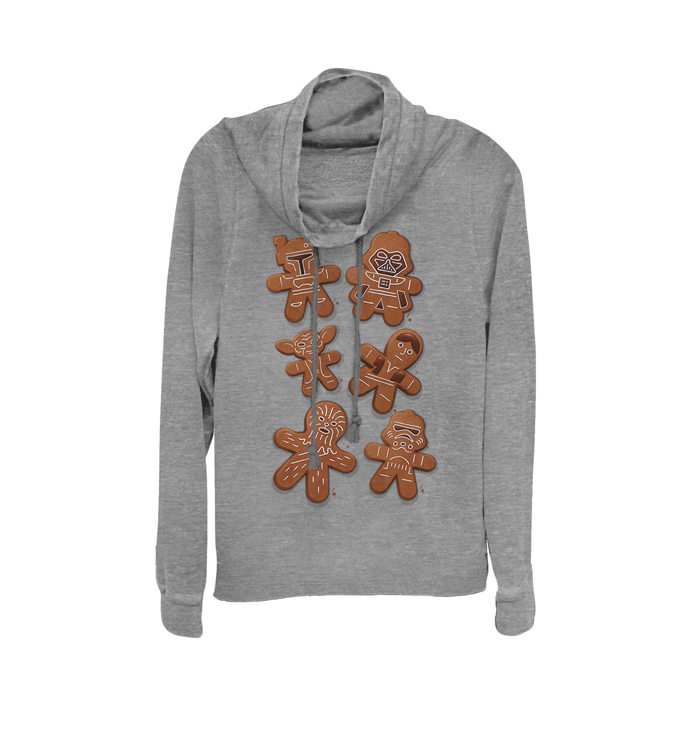 Christmas Gingerbread Cookie Characters Cowl Neck Pullover