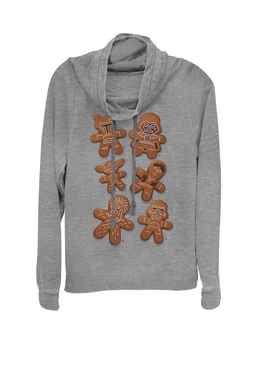 Christmas Gingerbread Cookie Characters Cowl Neck Pullover