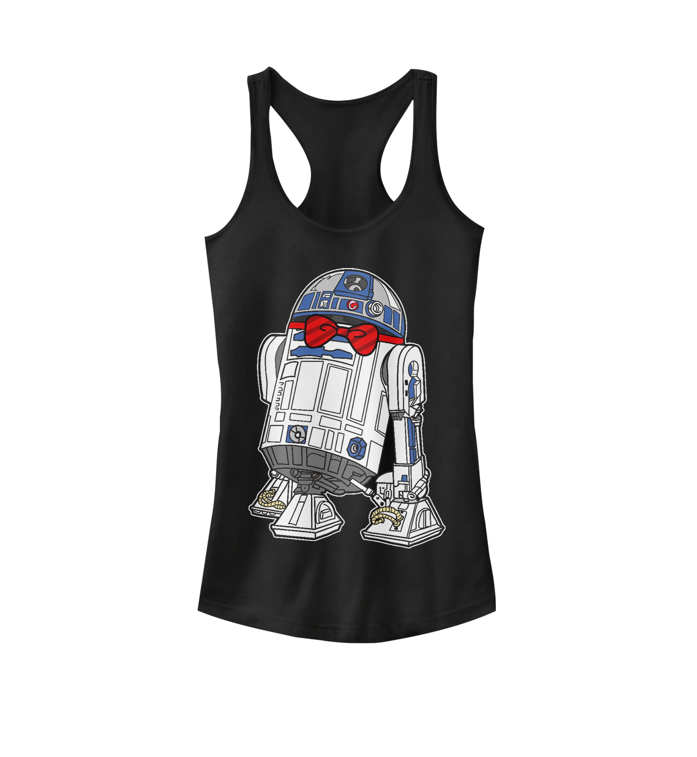 Womens Classy R2-D2 Wearing A Bow-Tie Graphic Racerback Tank