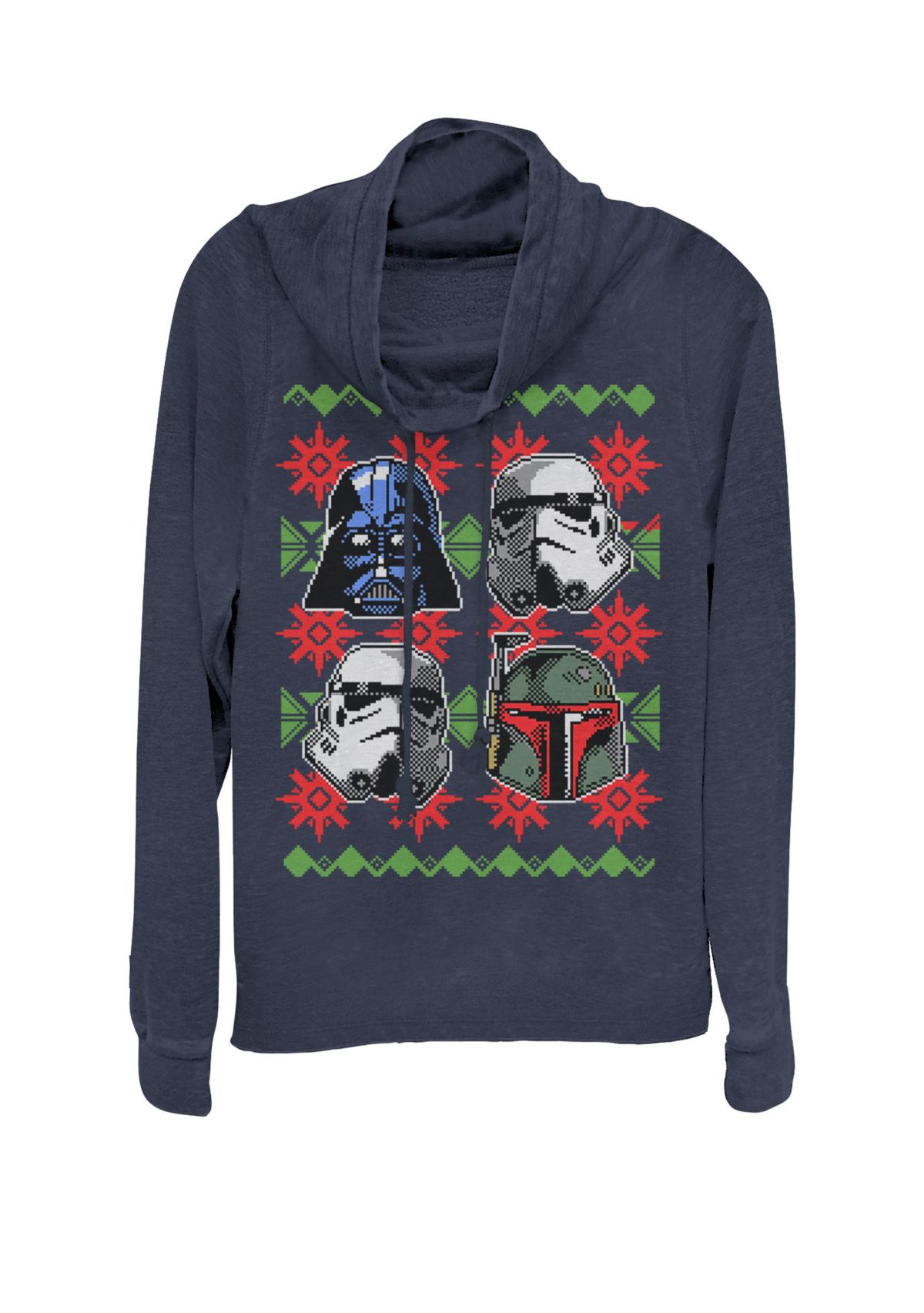 Ugly Christmas Sweater Empire Helmets Cowl Neck Pullover