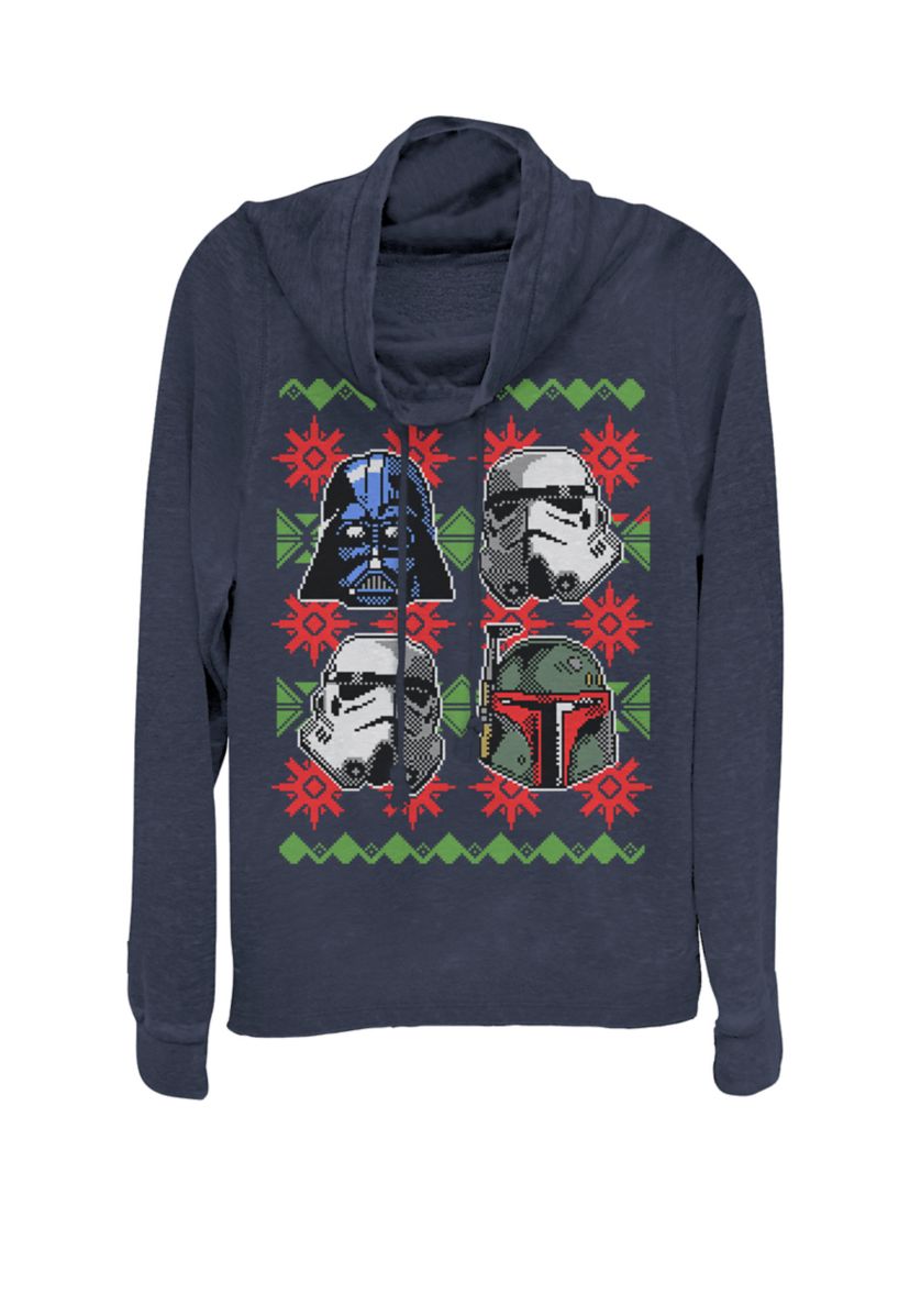 Ugly Christmas Sweater Empire Helmets Cowl Neck Pullover