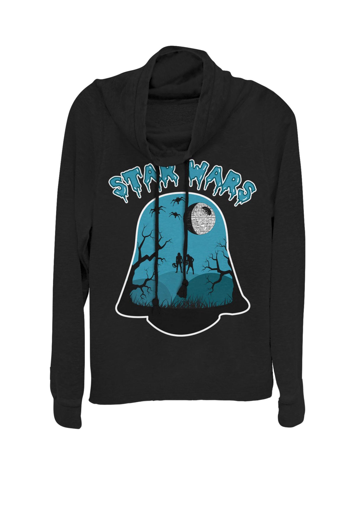 Death Star Darth Vader Helmet Zombie Cowl Neck Pullover