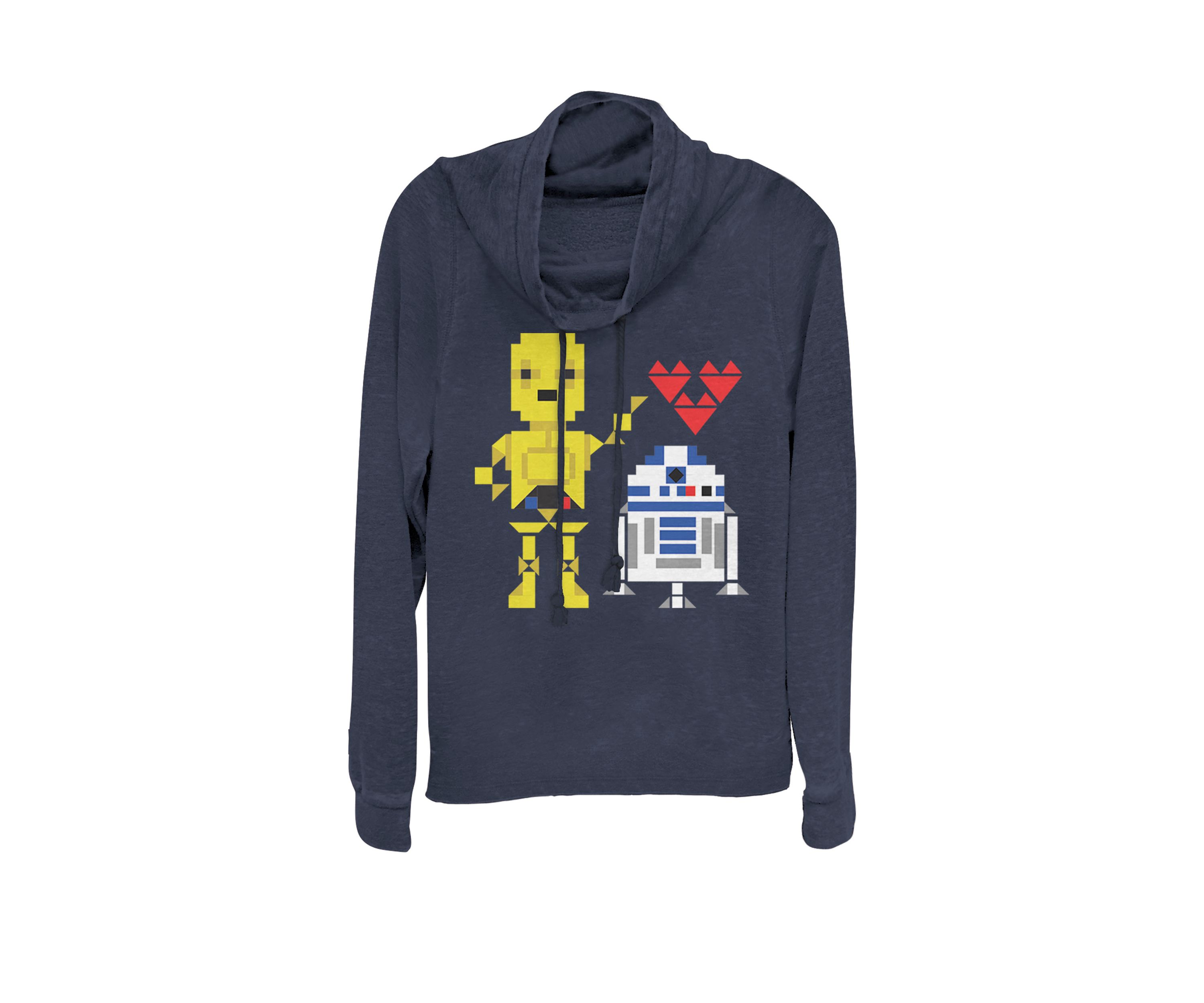 C-3PO R2-D2 Pixel Droid Love Cowl Neck Pullover