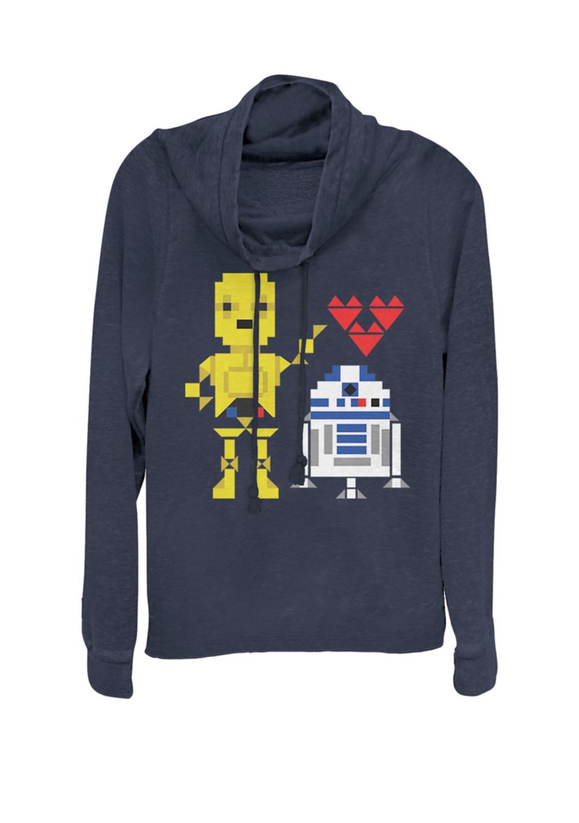 C-3PO R2-D2 Pixel Droid Love Cowl Neck Pullover