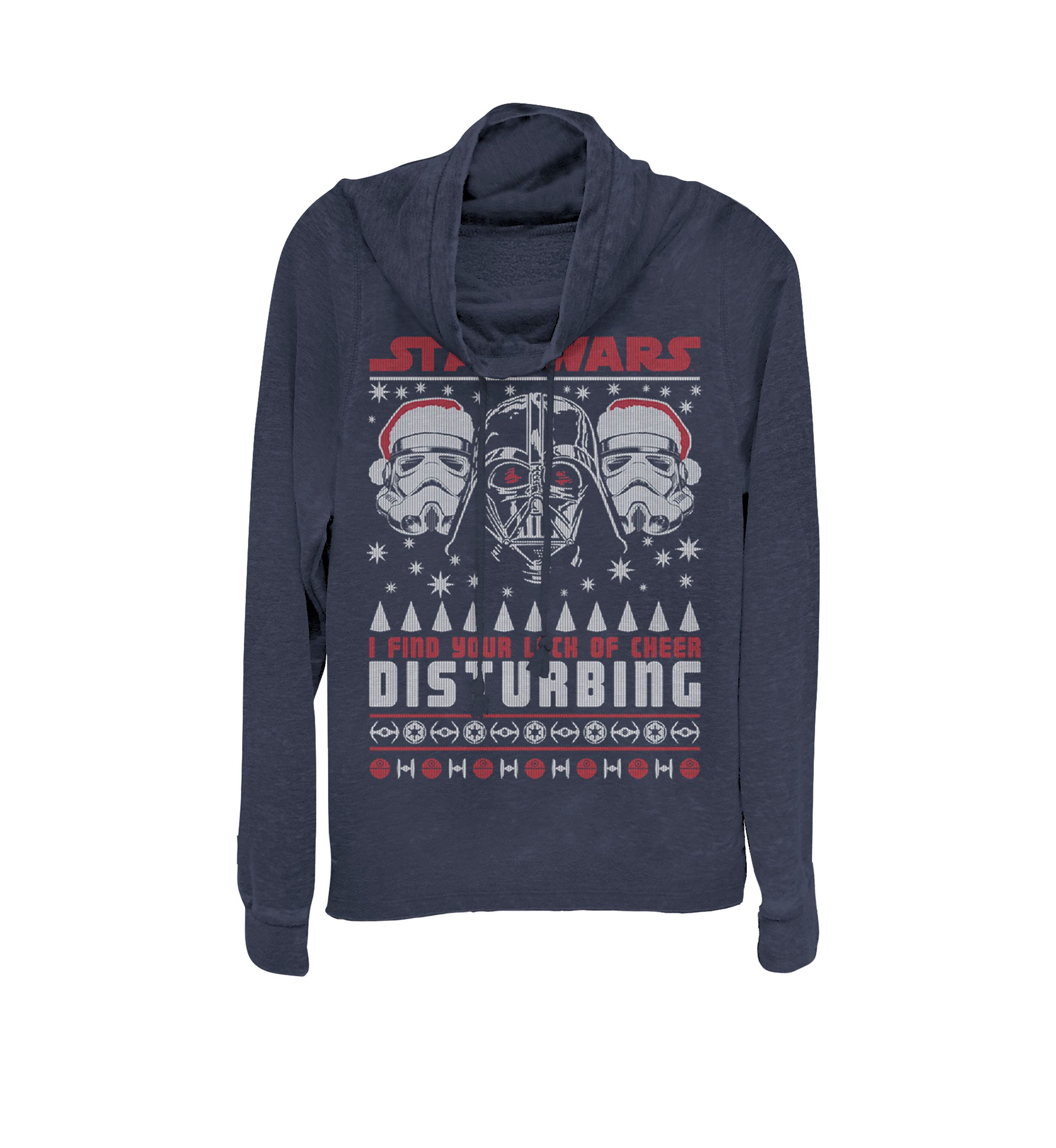 Darth Vader Lack Of Cheer Ugly Christmas Cowl Neck Graphic Pullover