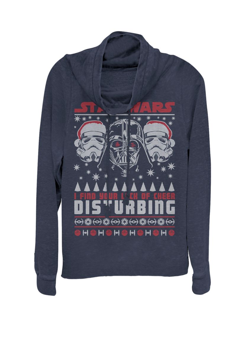Darth Vader Lack Of Cheer Ugly Christmas Cowl Neck Graphic Pullover