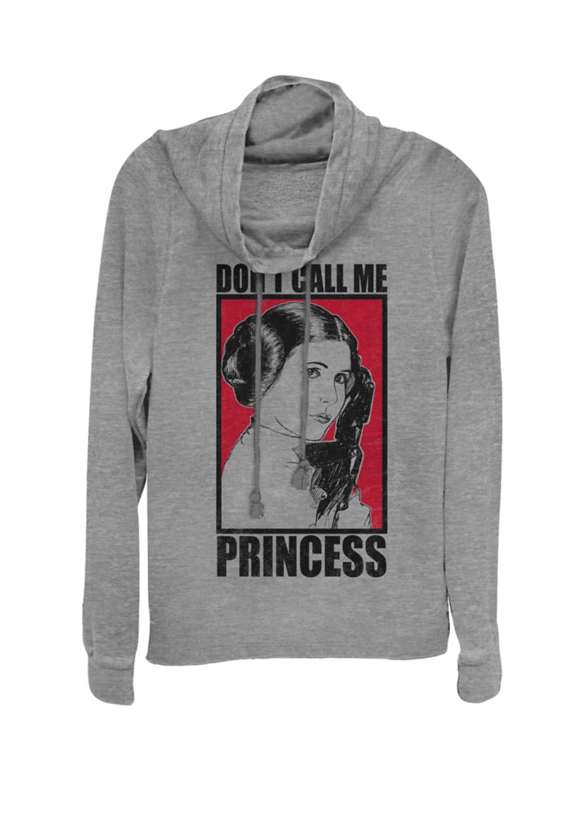 Leia Dont Call Me Princess Poster Cowl Neck Graphic Pullover