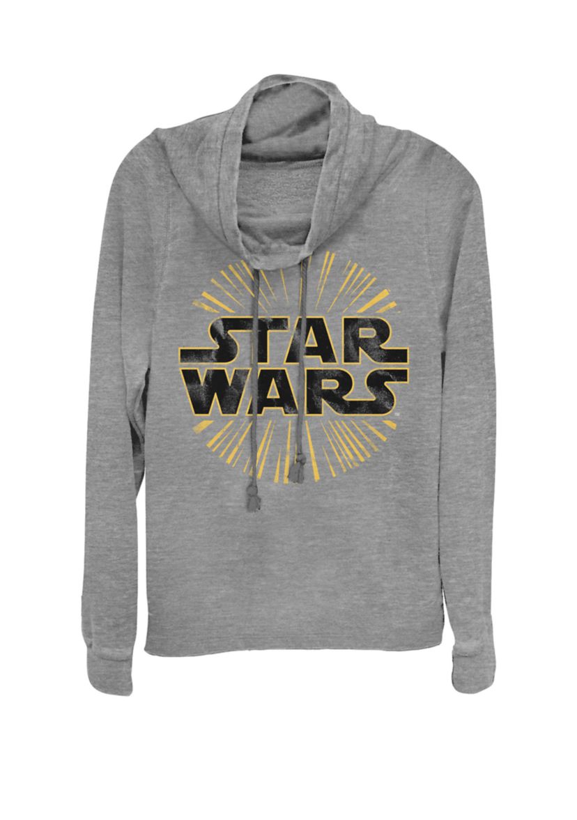 Light Burst Logo Cowl Neck Graphic Pullover