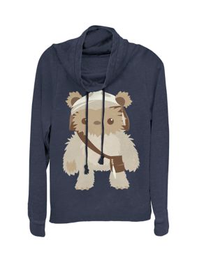Star Wars Women's Lumat Ewok Cute Cartoon Warrior Cowl Neck Graphic Pullover, Navy Blue, XXL