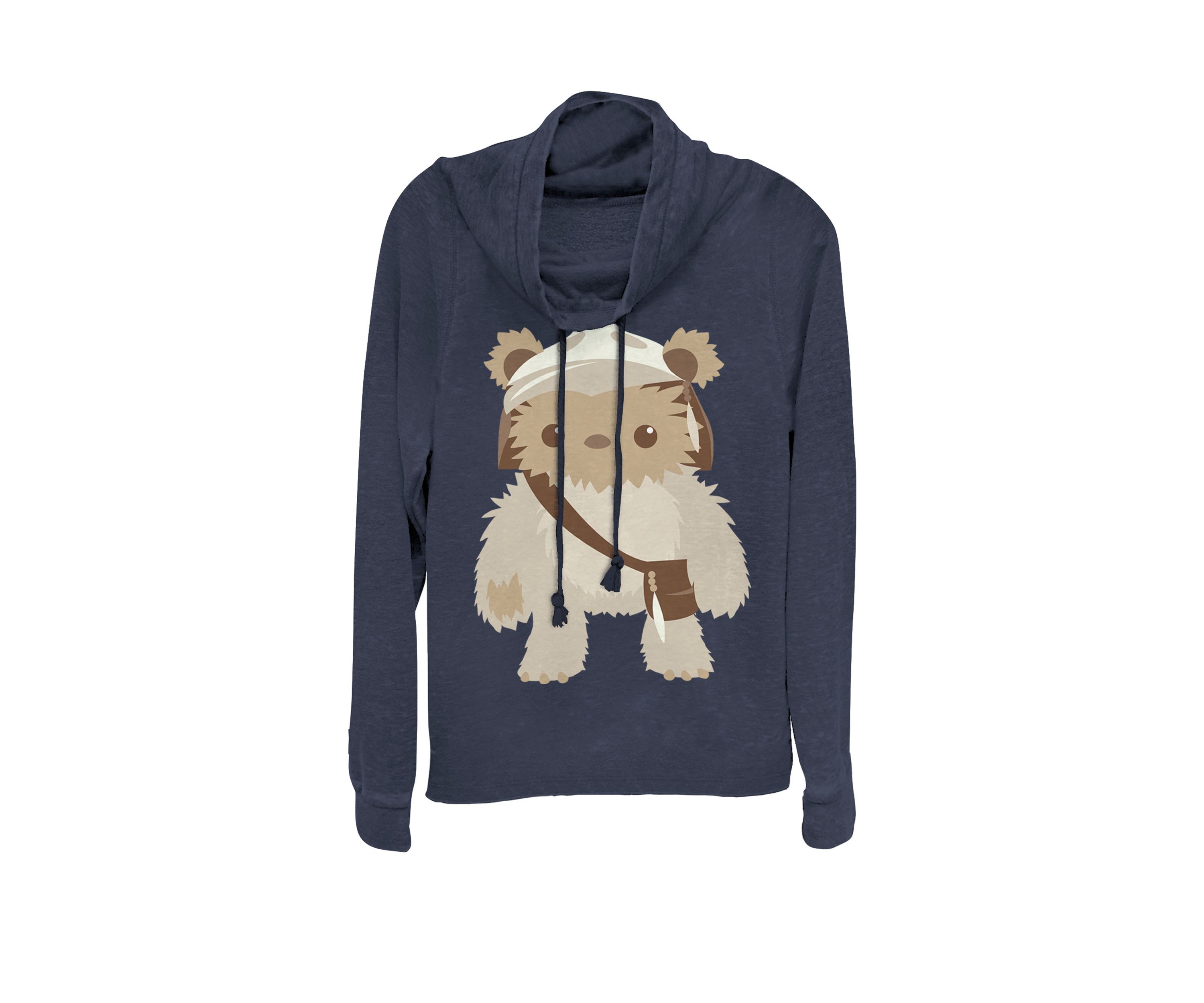 Lumat Ewok Cute Cartoon Warrior Cowl Neck Graphic Pullover