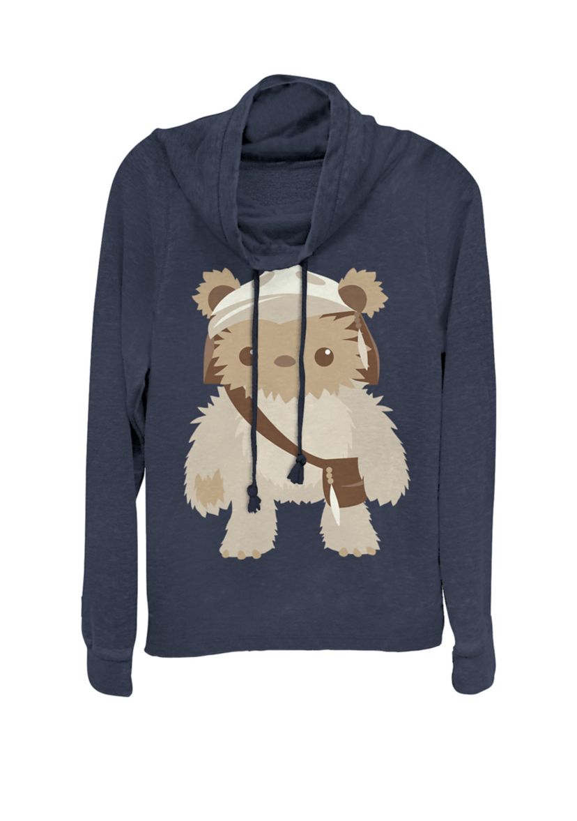 Lumat Ewok Cute Cartoon Warrior Cowl Neck Graphic Pullover