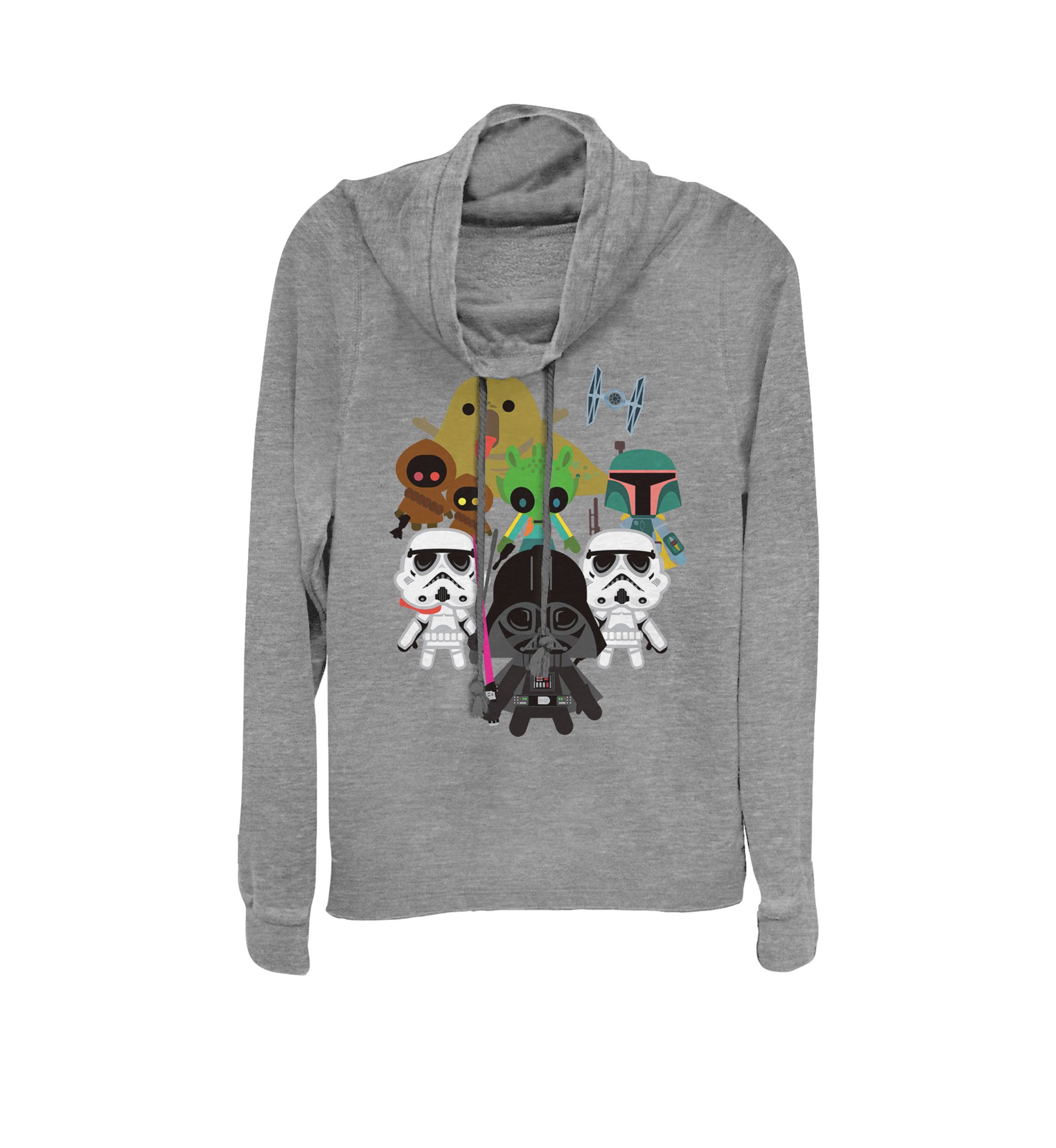 Kawaii Villains Cowl Neck Graphic Pullover