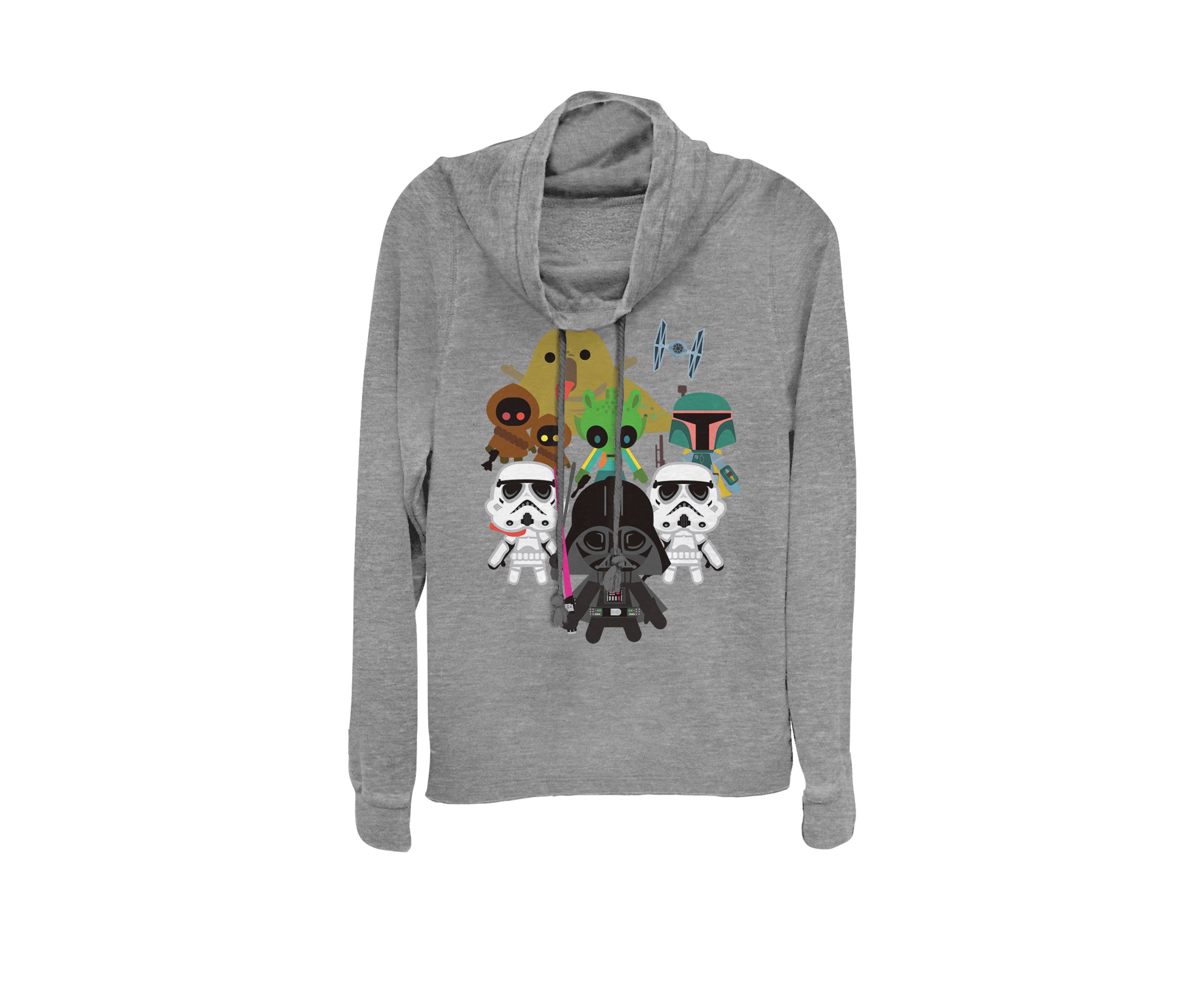 Kawaii Villains Cowl Neck Graphic Pullover