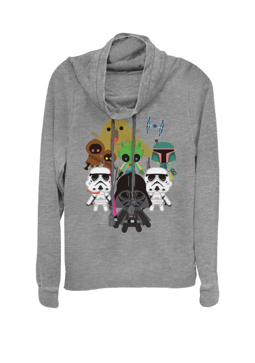 Kawaii Villains Cowl Neck Graphic Pullover