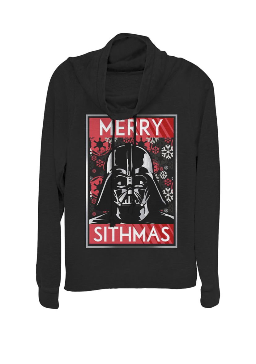 Christmas Darth Vader Merry Sithmas Poster Cowl Neck Graphic Pullover