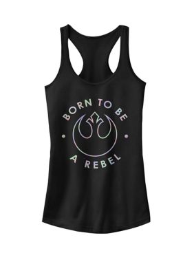 Star Wars Women's Born To Be A Rebel Rainbow Graphic Racerback Tank Top, Black, XXL