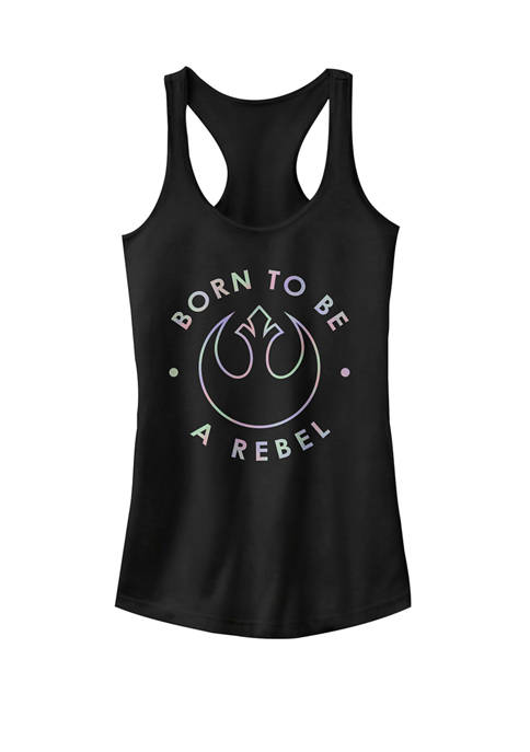Born To Be A Rebel Rainbow Graphic Racerback Tank