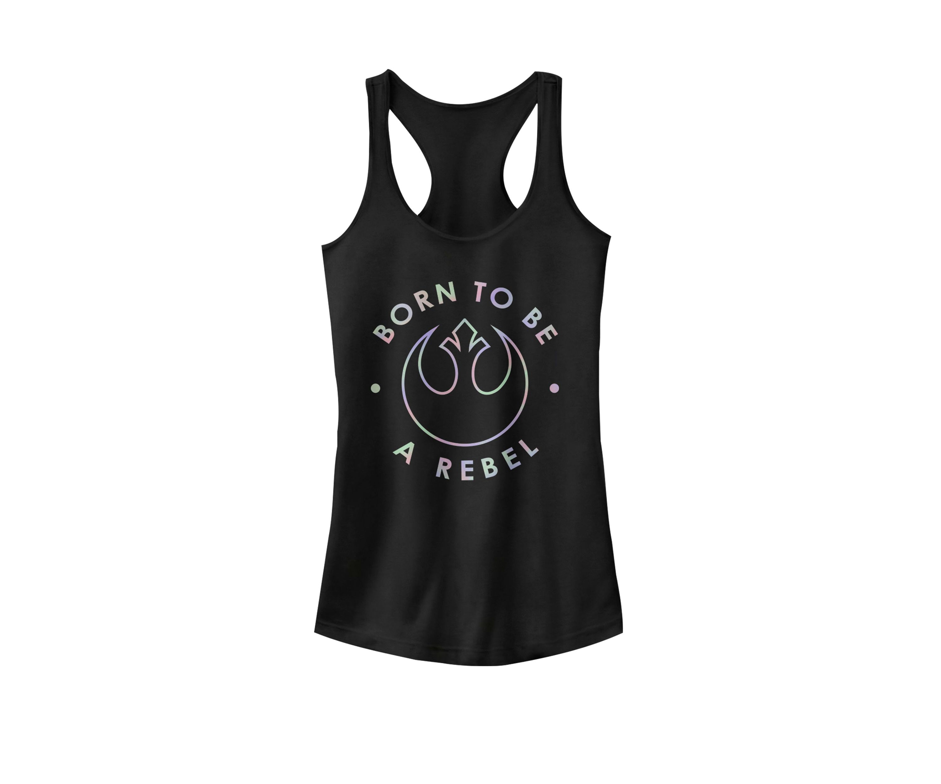 Born To Be A Rebel Rainbow Graphic Racerback Tank