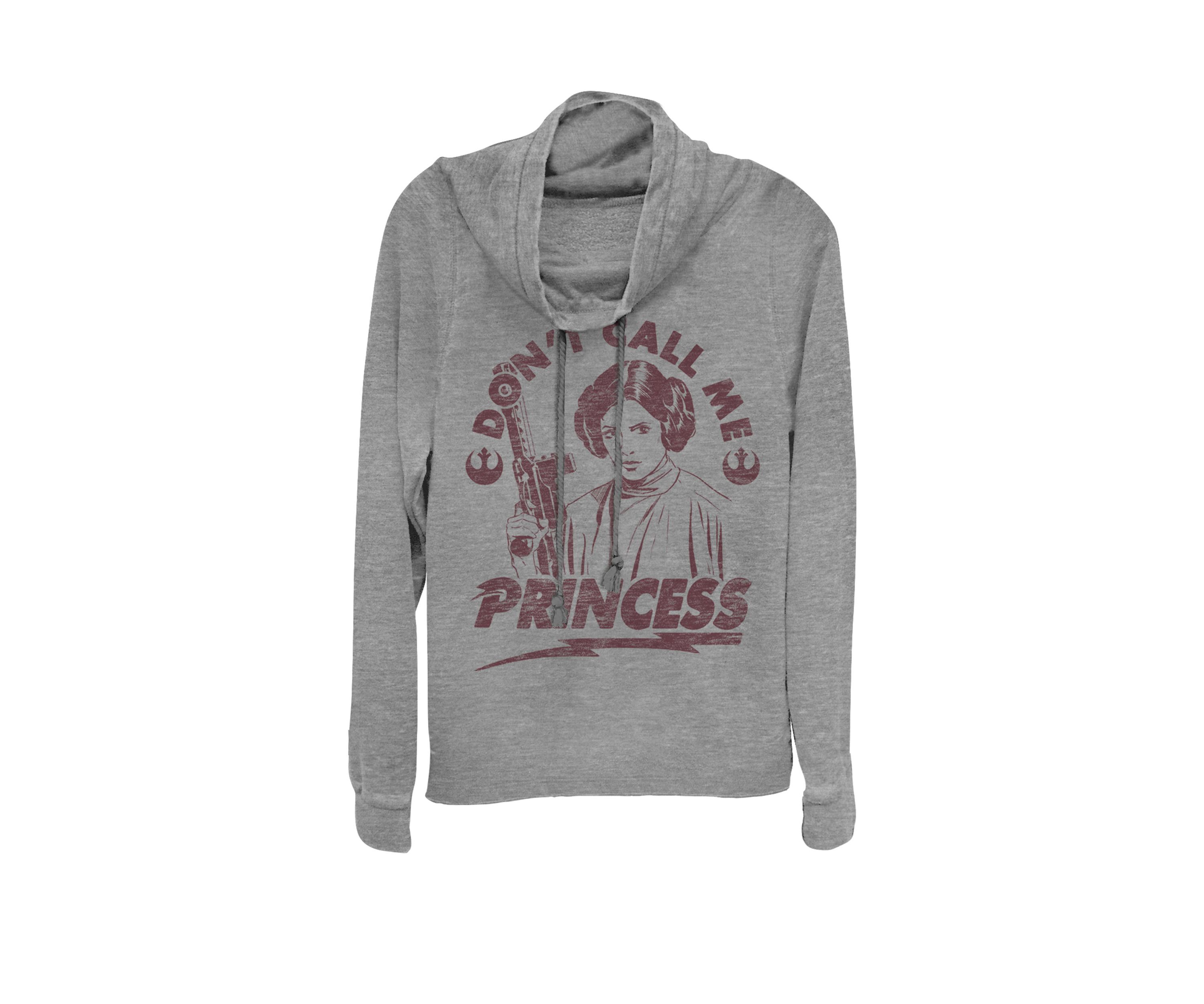 Leia Dont Call Me Princess Arch Cowl Neck Graphic Pullover