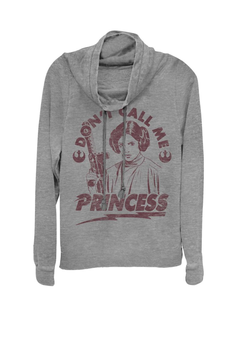 Leia Dont Call Me Princess Arch Cowl Neck Graphic Pullover
