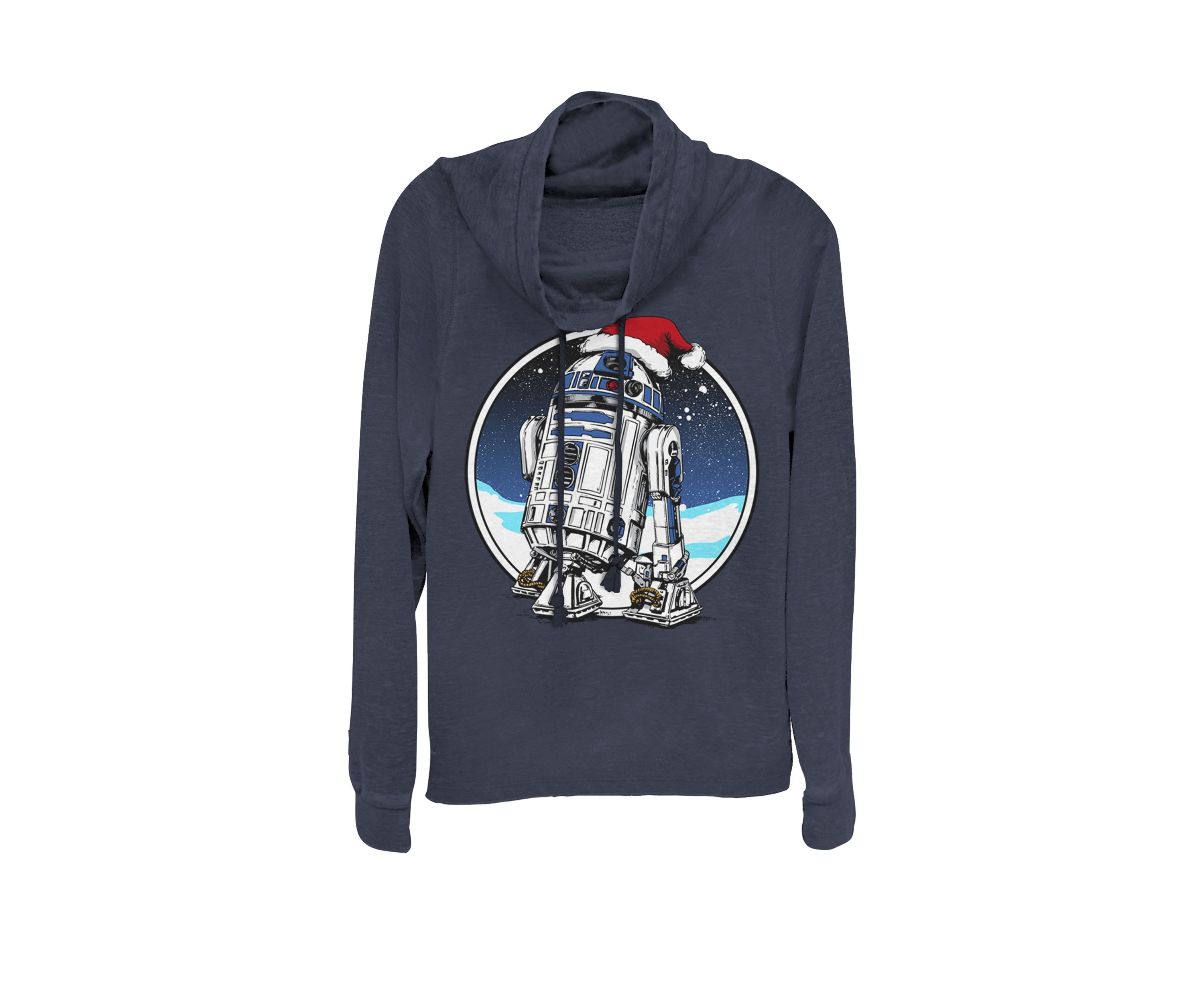 Christmas R2-D2 Wearing A Santa Hat Cowl Neck Graphic Pullover