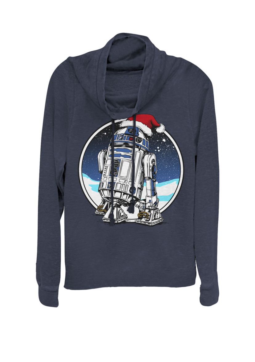 Christmas R2-D2 Wearing A Santa Hat Cowl Neck Graphic Pullover
