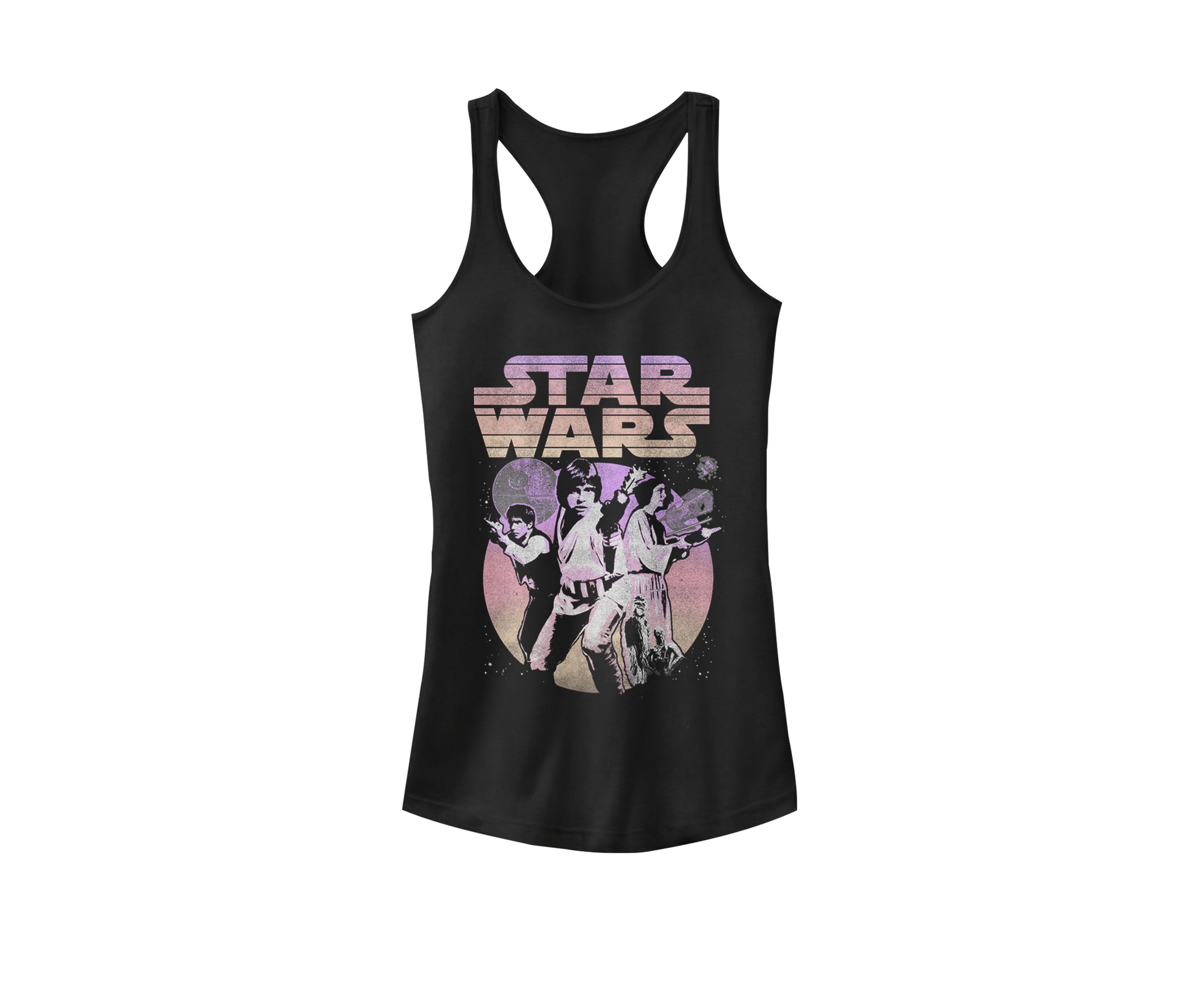 Womens Retro Gradient Group Poster Graphic Racerback Tank