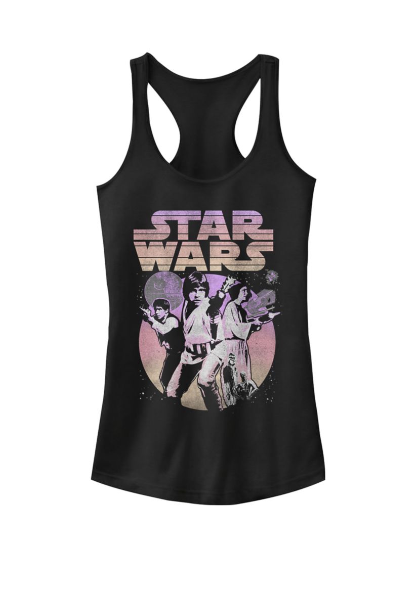 Womens Retro Gradient Group Poster Graphic Racerback Tank