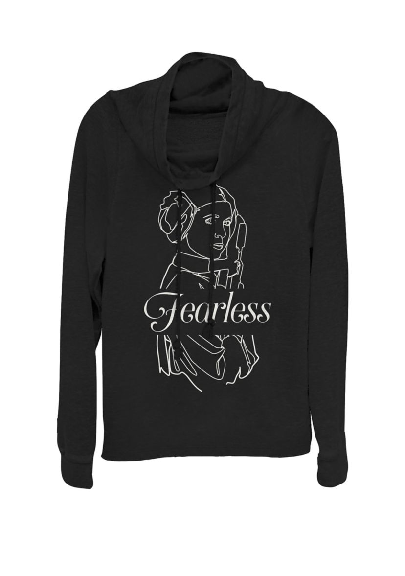 Princess Leia Fearless Outline Cowl Neck Graphic Pullover