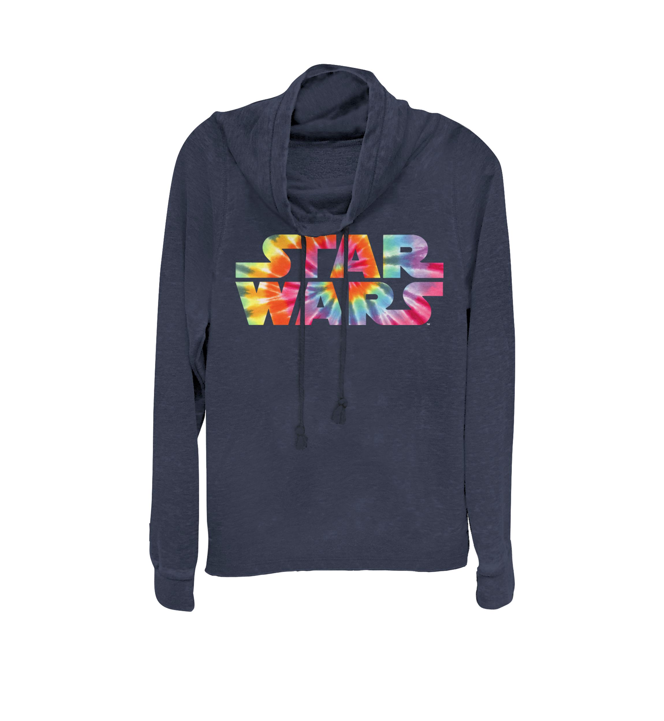 Tie Dye Logo Fill Graphic Cowl Neck Pullover