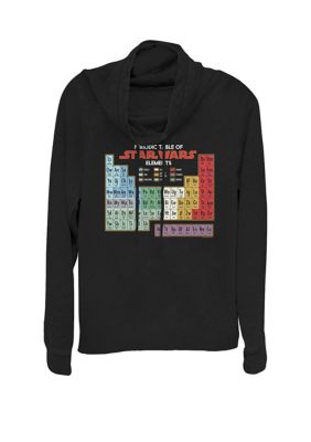 Star Wars Periodic Table of Elements Graphic Cowl Neck Pullover, Black, Large