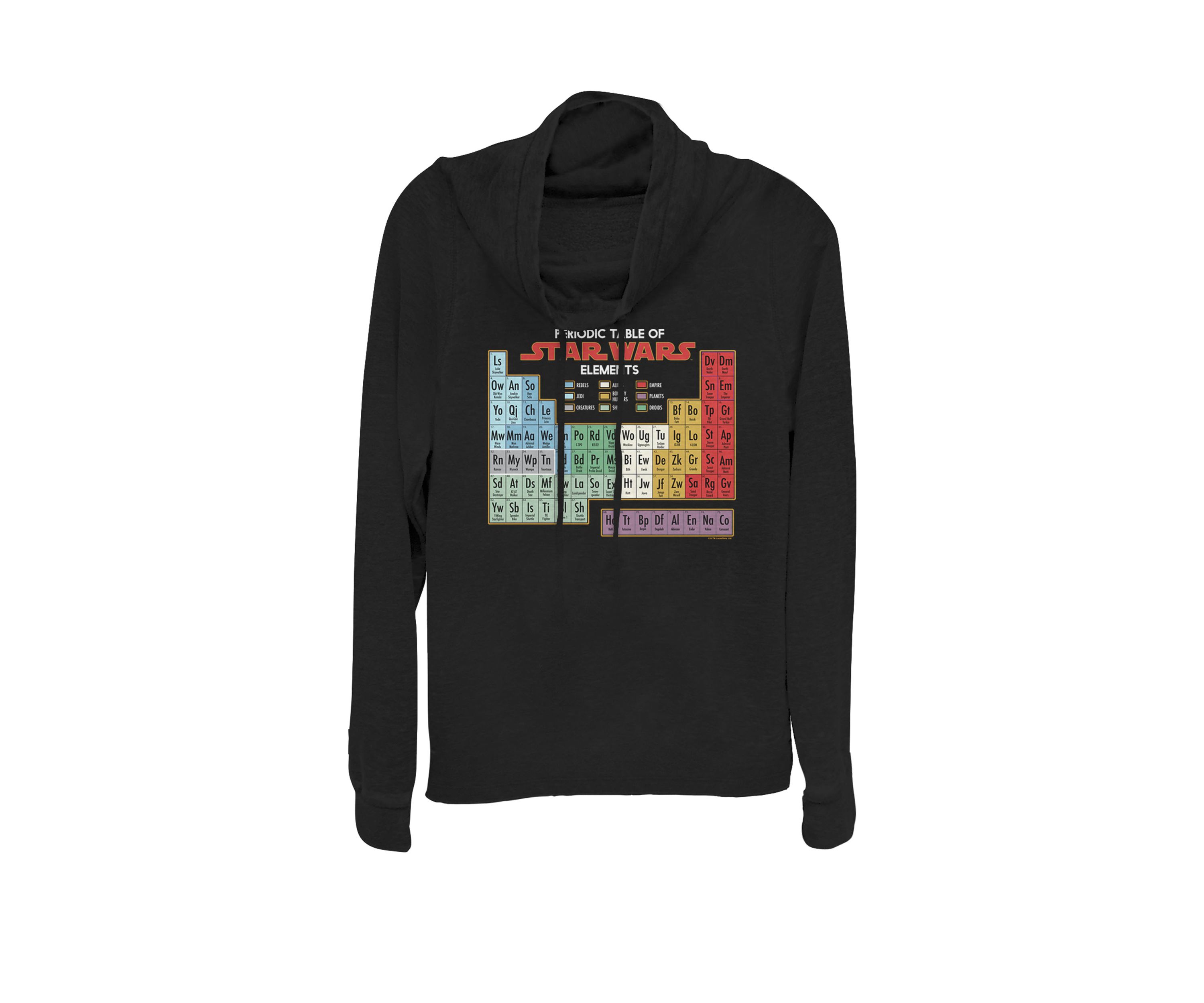 Periodic Table of Elements Graphic Cowl Neck Pullover