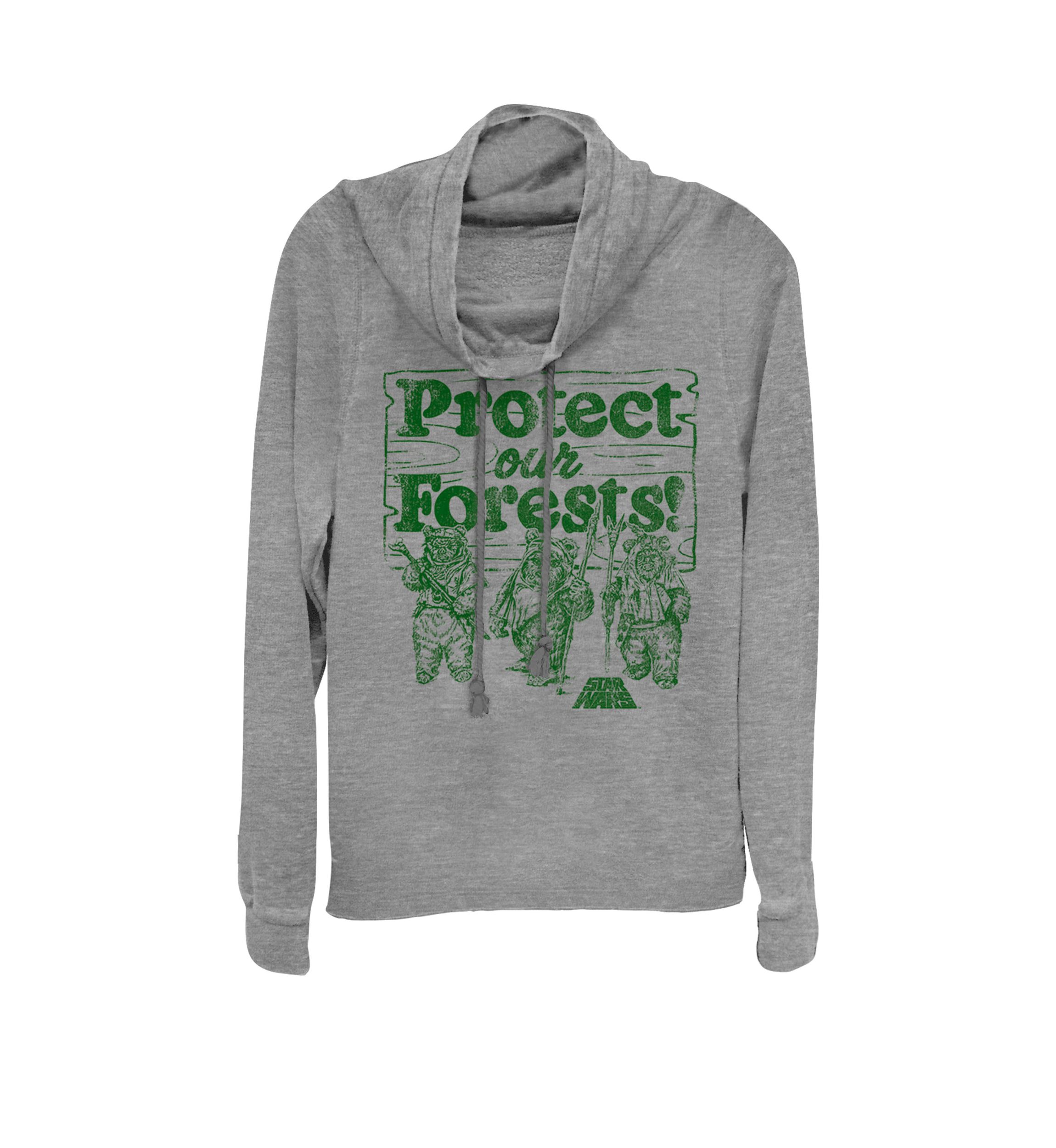 Ewoks Protect Our Forests Camp Graphic Cowl Neck Pullover