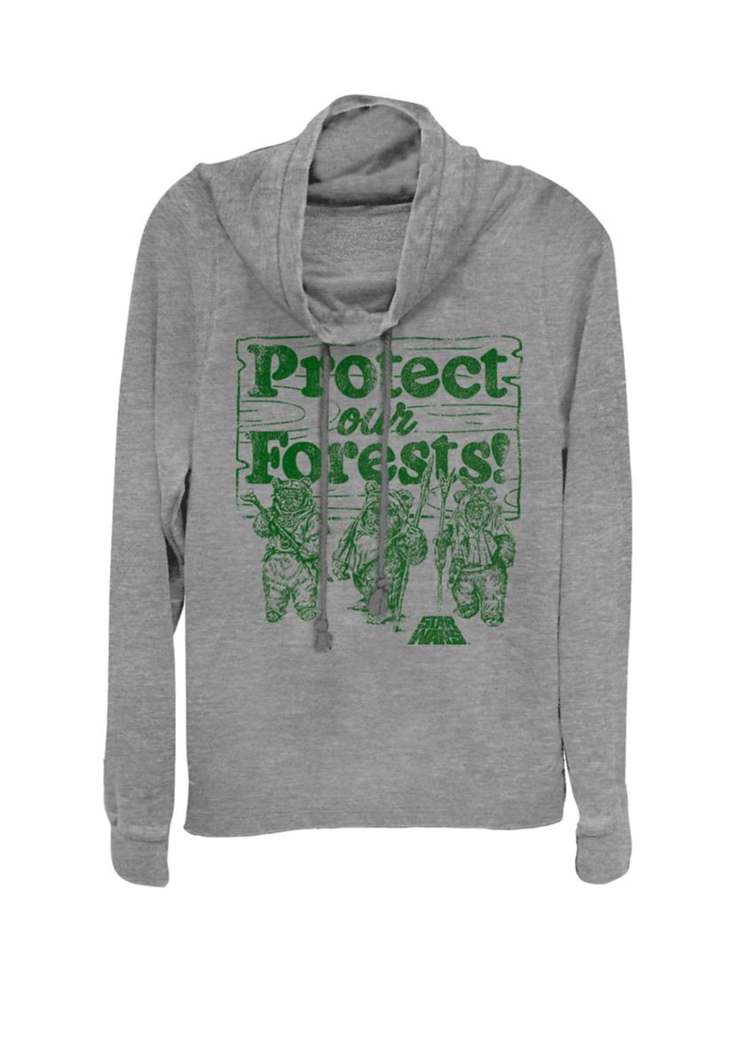 Ewoks Protect Our Forests Camp Graphic Cowl Neck Pullover