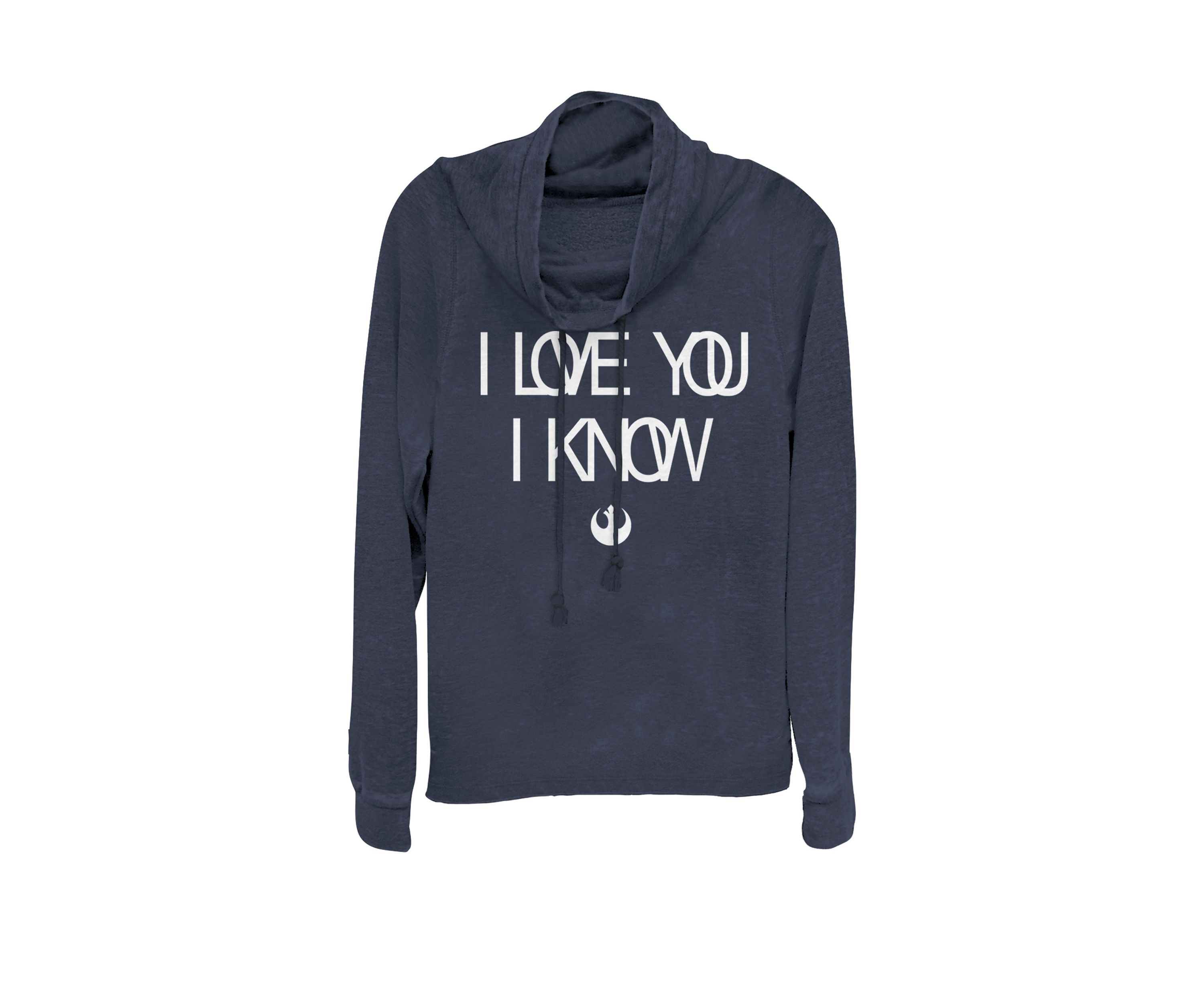 Love You I Know Rebel Symbol Cowl Neck Graphic Pullover