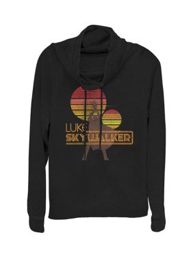 Star Wars Women's Retro Luke Skywalker Silhouette Suns Cowl Neck Graphic Pullover, Black, XSmall