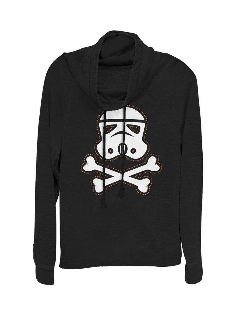 Stormtrooper Skull Patch Cowl Neck Graphic Pullover