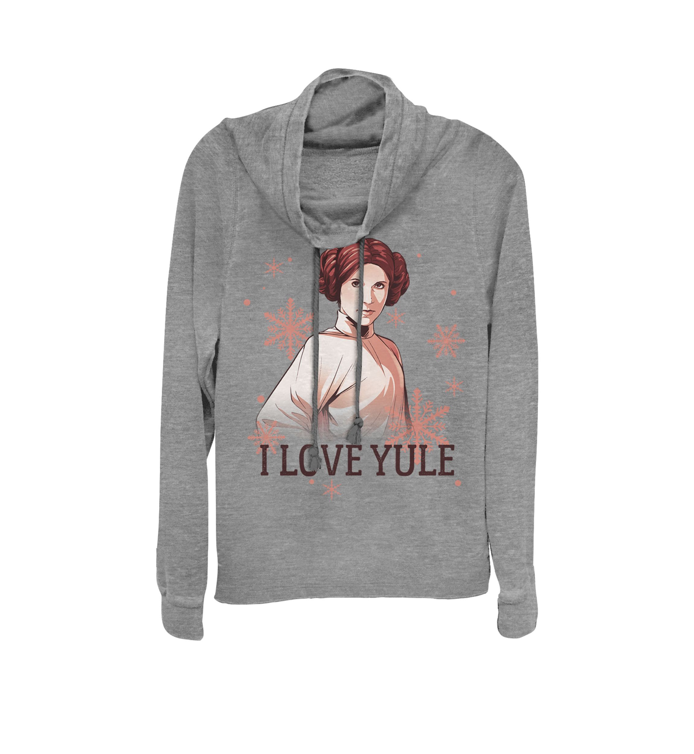 Christmas Princess Leia I Love Yule Cowl Neck Graphic Pullover