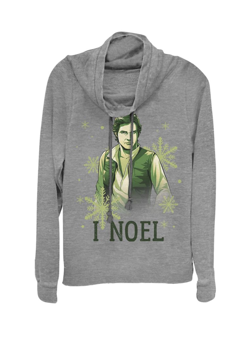 Han Solo I Noel Christmas Snowflakes Cowl Neck Graphic Pullover