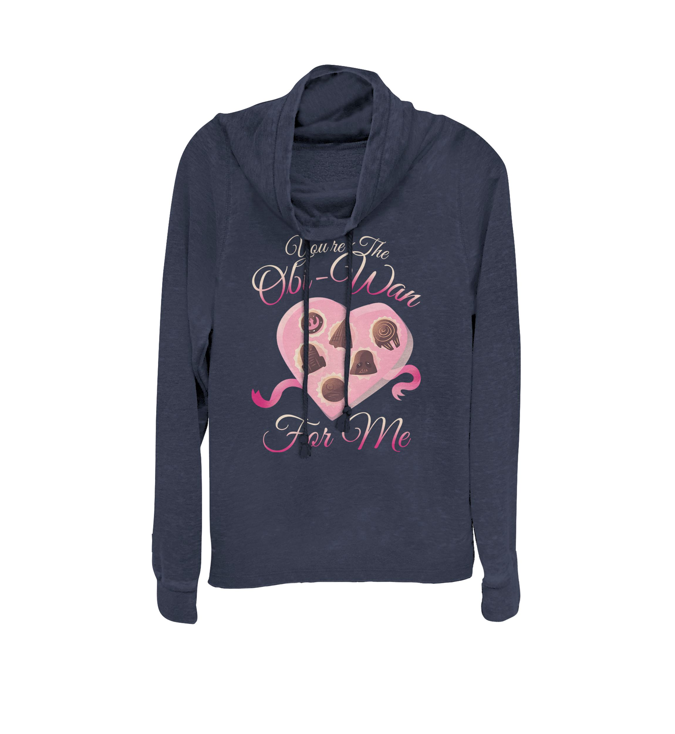 Valentines Obi-Wan For Me Heart Box Cowl Neck Graphic Pullover