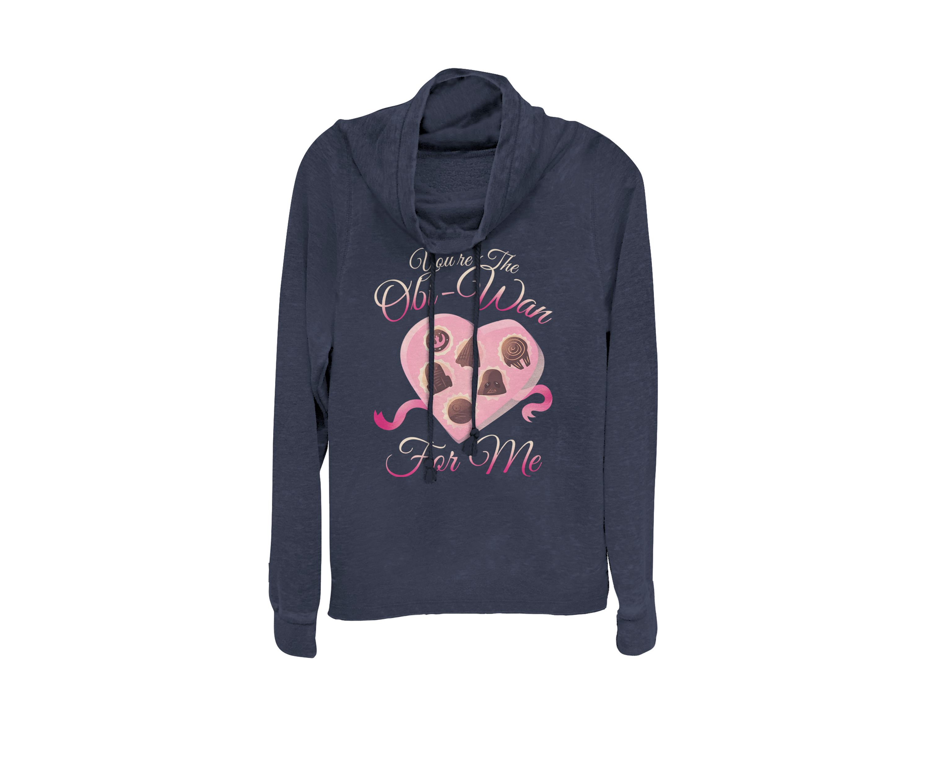 Valentines Obi-Wan For Me Heart Box Cowl Neck Graphic Pullover