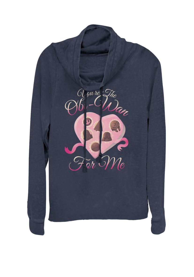 Valentines Obi-Wan For Me Heart Box Cowl Neck Graphic Pullover
