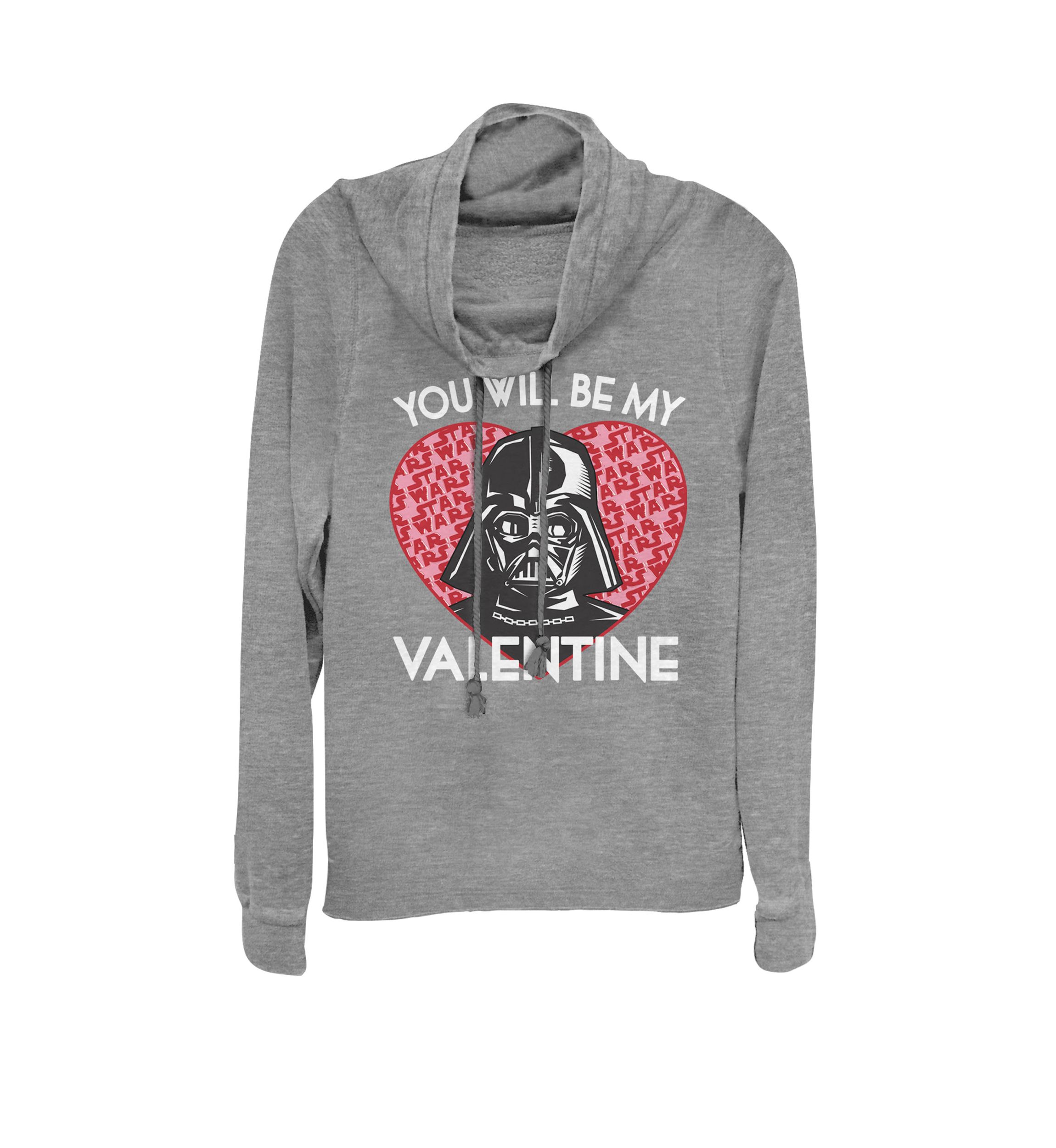 You Will Be My Valentine Darth Vader Cowl Neck Graphic Pullover