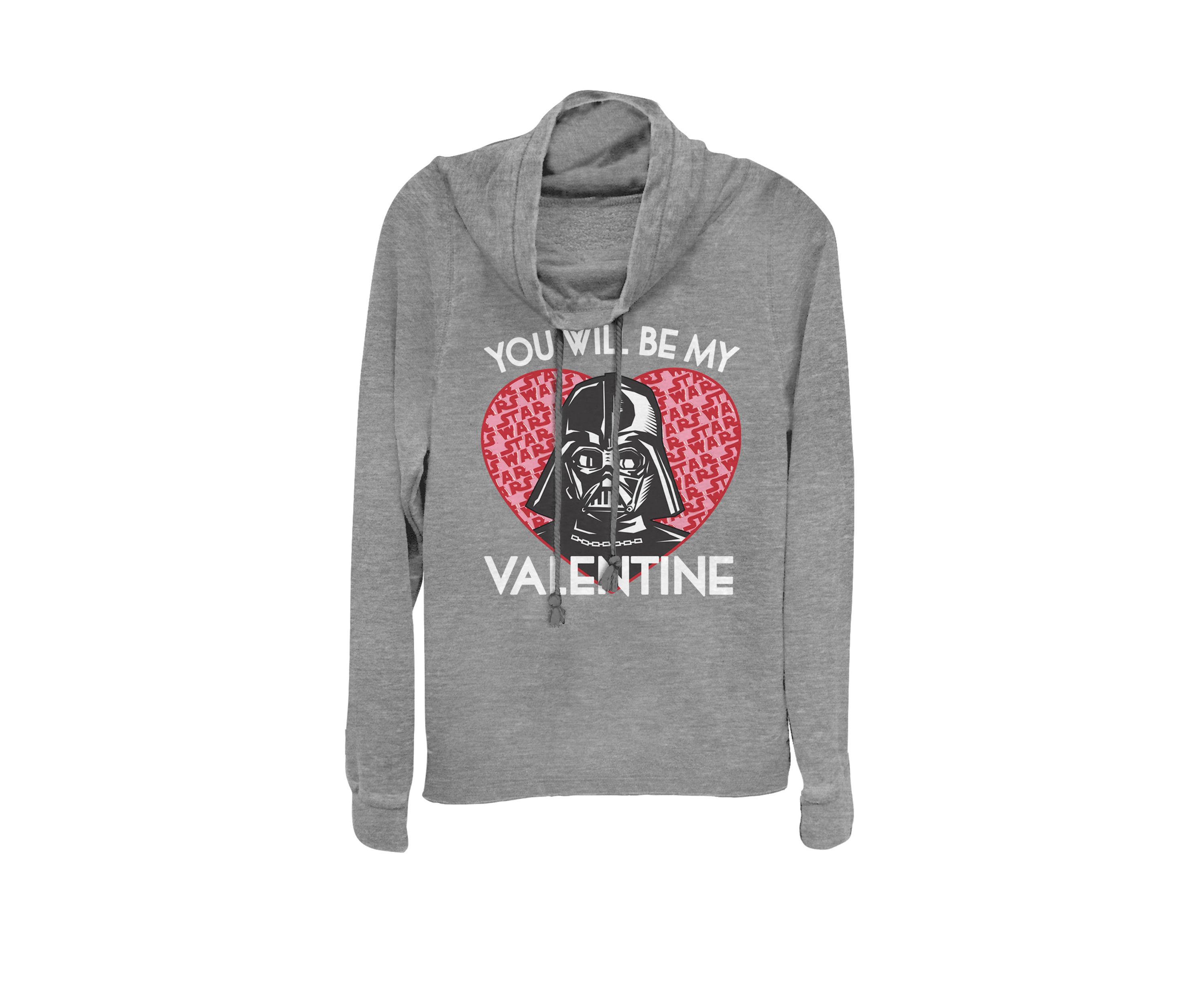 You Will Be My Valentine Darth Vader Cowl Neck Graphic Pullover