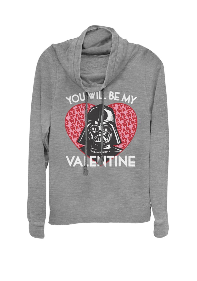 You Will Be My Valentine Darth Vader Cowl Neck Graphic Pullover
