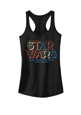 Star Wars Women's Colorful Logo Racerback Graphic Tank Top, Black, XXL