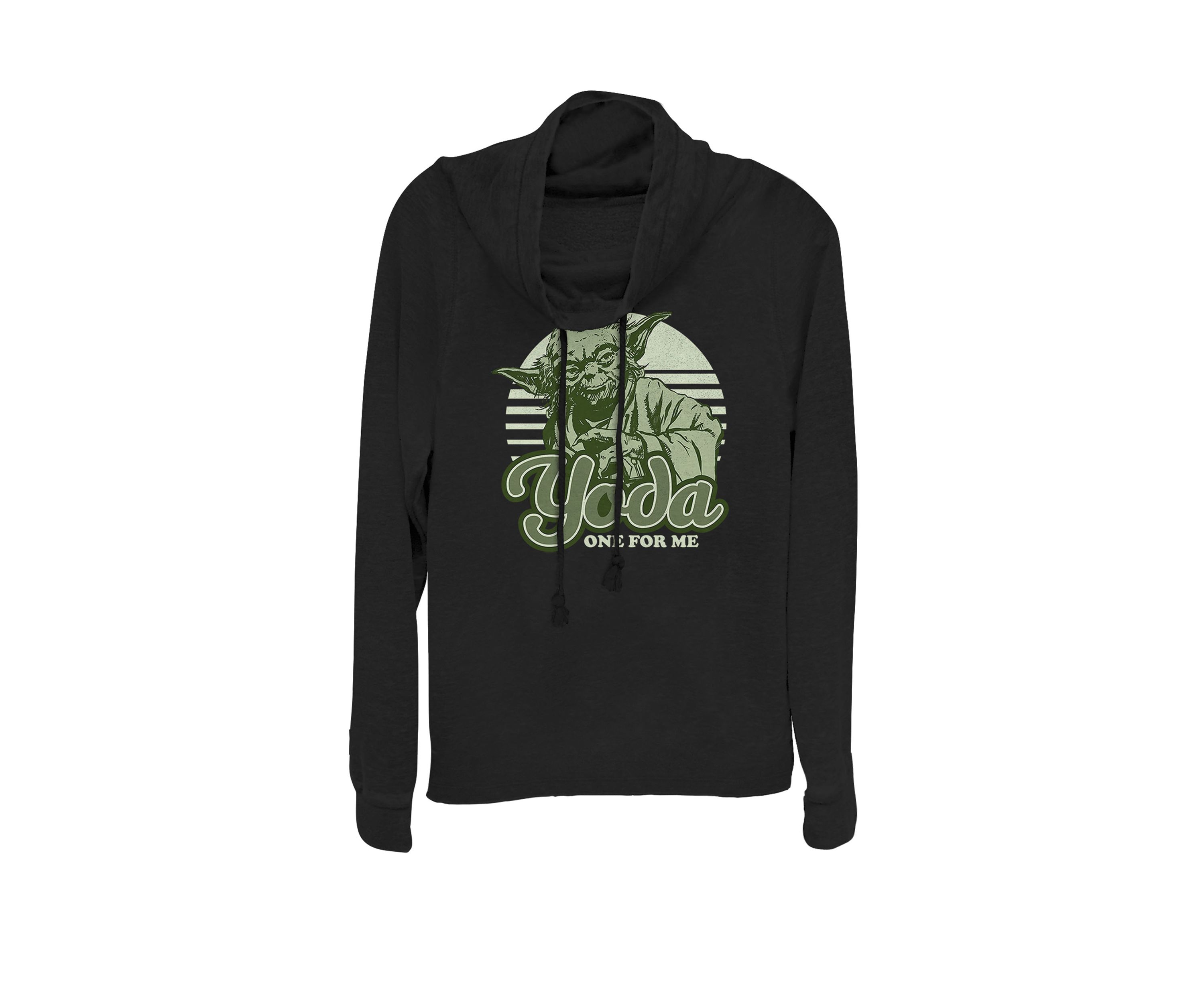 Yoda One For Me Retro Cowl Neck Graphic Pullover